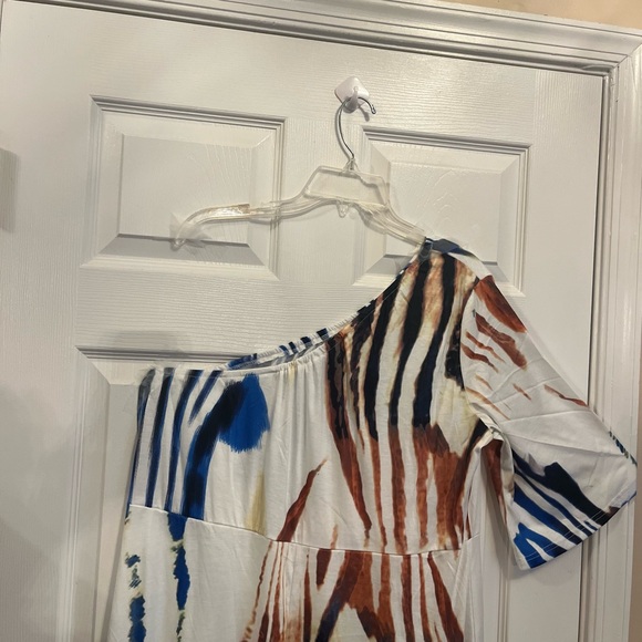 Women Plus Size One Shoulder Long Vibrant Print Flattering Maxi Summer Dress 18W - Picture 6 of 8